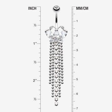 Detail View 1 of Butterfly Dazzle Showers Belly Button Ring-Clear Gem